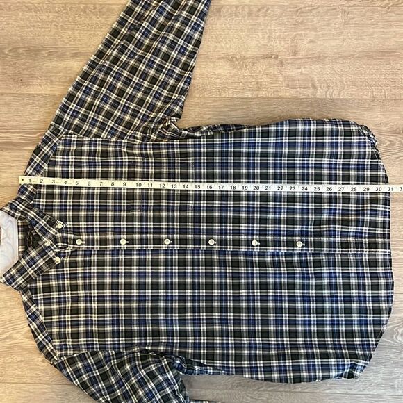 Roundtree & Yorke Casuals Men’s Long Sleeve Plaid Button Down Large Blue Vintage - Picture 6 of 8